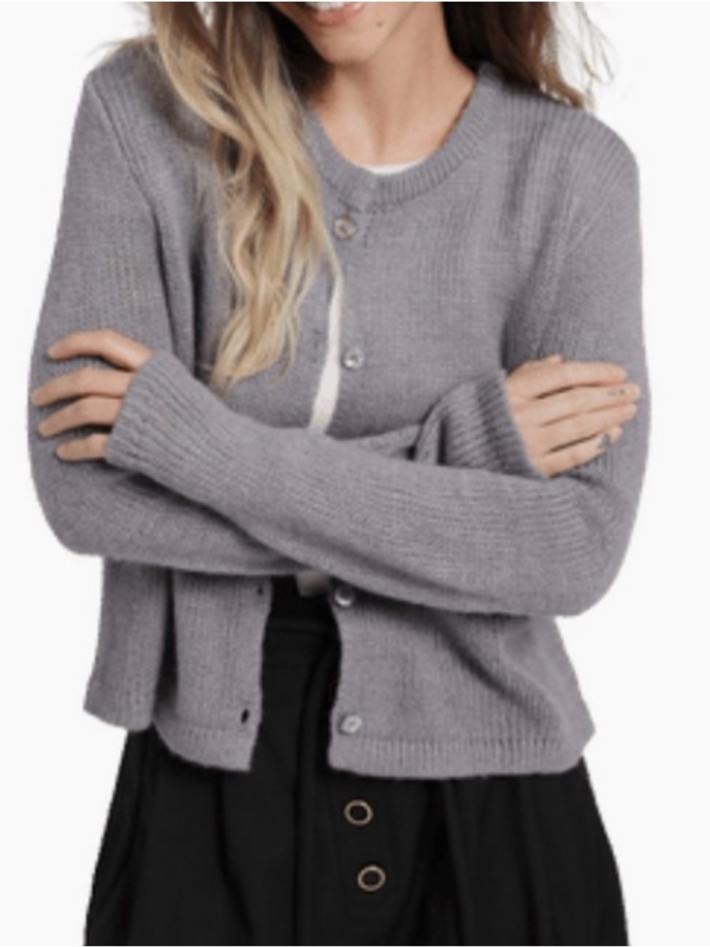 NWT NIA The Brand Ariana Button Front Cardigan in Grey Size Plus